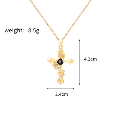 Custom Hidden Photo Projection Butterfly Cross Necklace