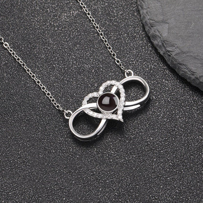 Custom Hidden Photo Projection Infinity Heart Necklace