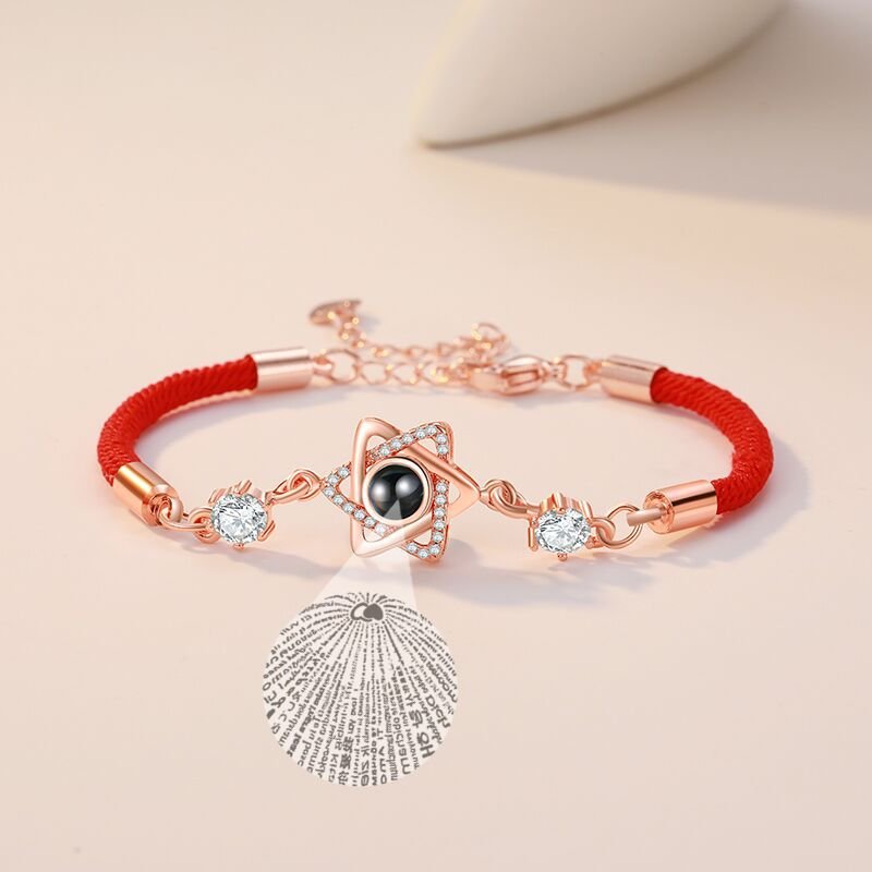 Custom Hidden Photo Projection Rope Hexagram Star Bracelet