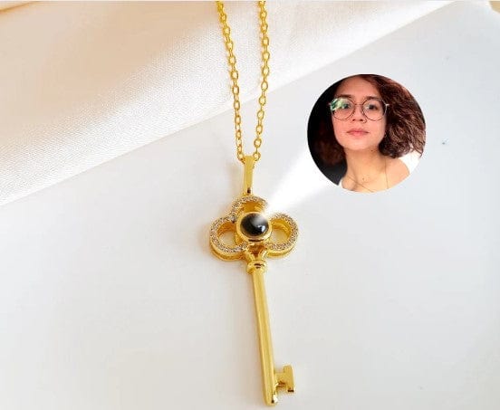 Custom Key Zircon Hidden Photo Necklace