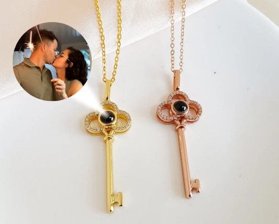 Custom Key Zircon Hidden Photo Necklace