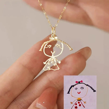 Custom Kids Hand Drawing Necklace