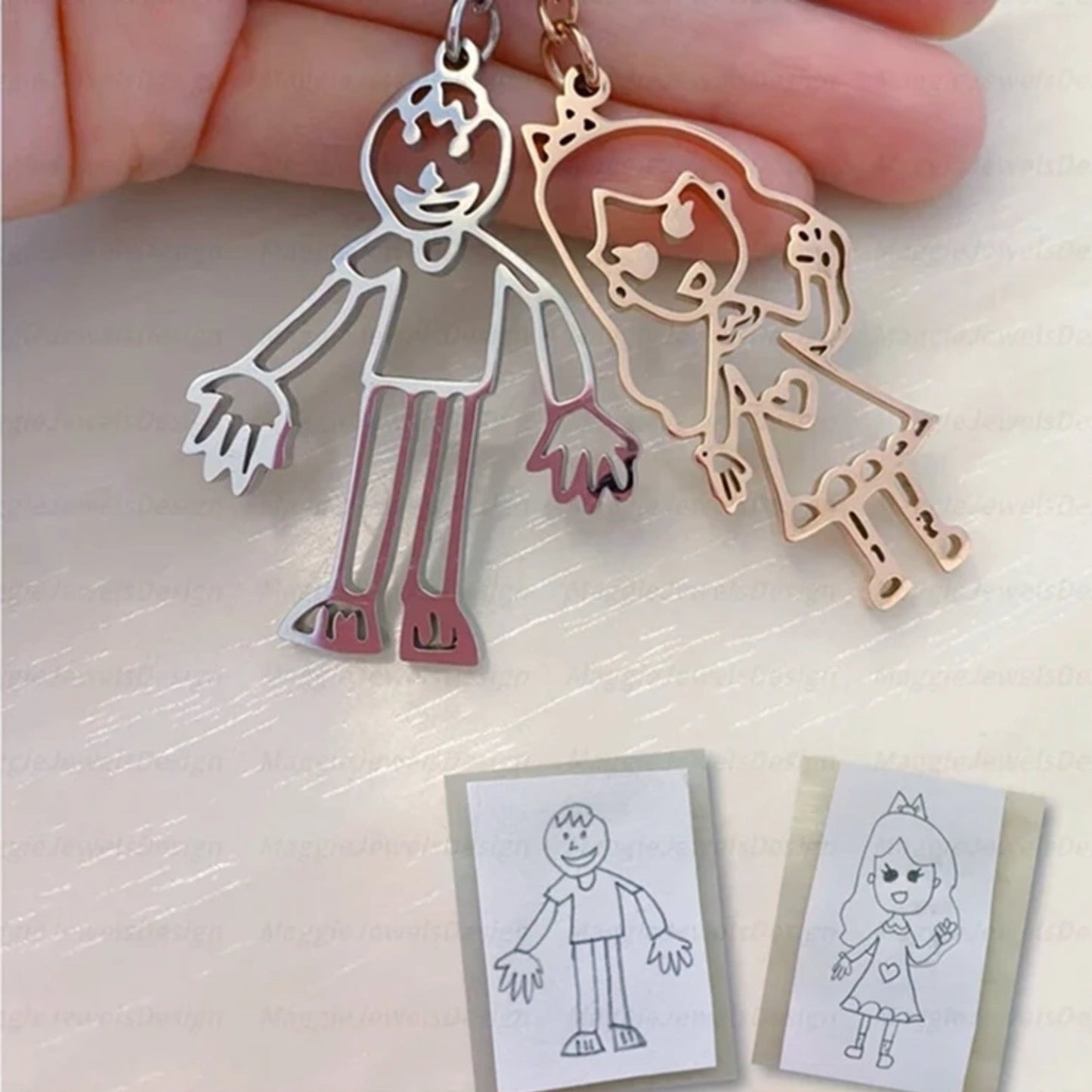 Custom Kids Hand Drawing Necklace