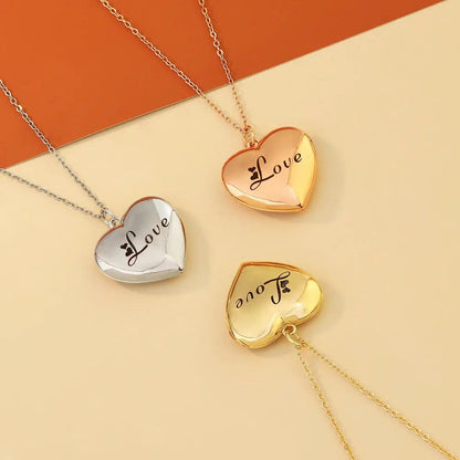 Custom Love Locket Hidden Photo Necklace