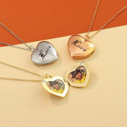 Custom Love Locket Hidden Photo Necklace