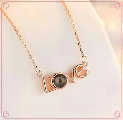 Custom LOVE Style Zircon Hidden Photo Necklace