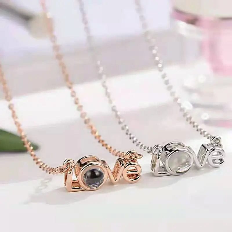 Custom LOVE Style Zircon Hidden Photo Necklace