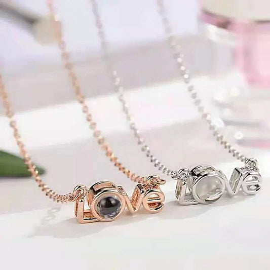 Custom LOVE Style Zircon Hidden Photo Necklace