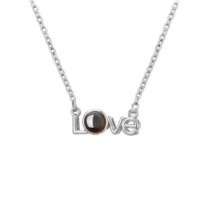 Custom LOVE Style Zircon Hidden Photo Necklace