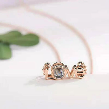 Custom LOVE Style Zircon Hidden Photo Necklace