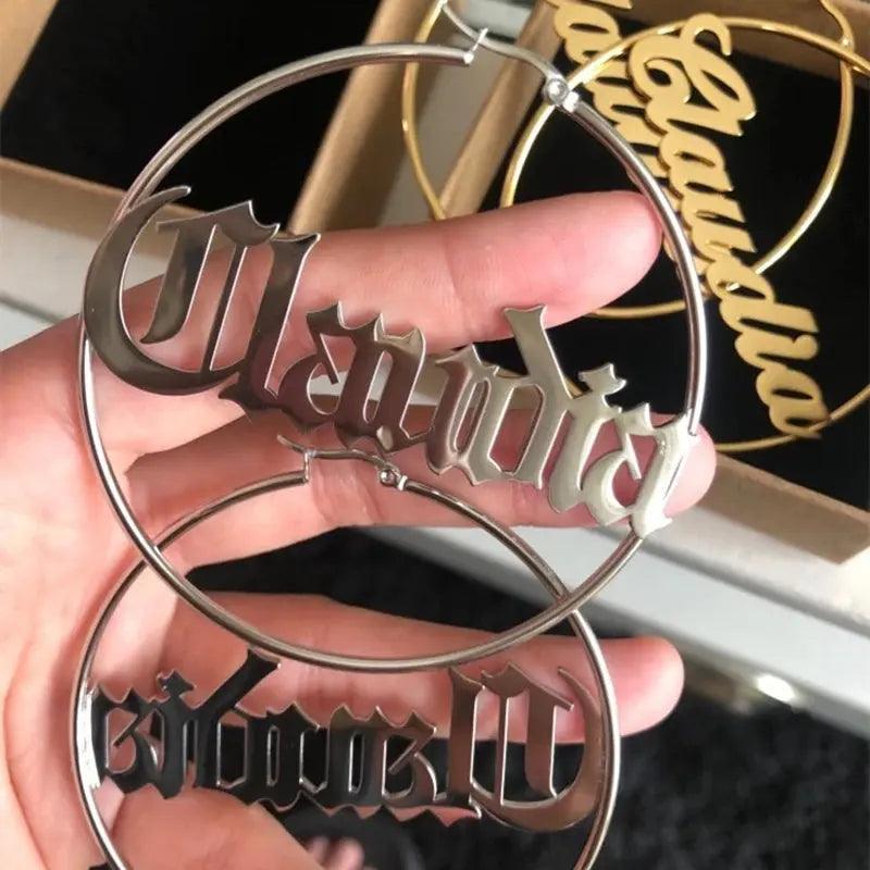 Custom Name Hoop Earrings