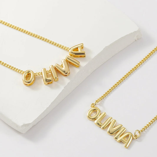 Custom Name in 3D Bubble Letters Necklace