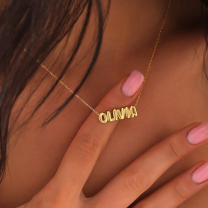 Custom Name in 3D Bubble Letters Necklace