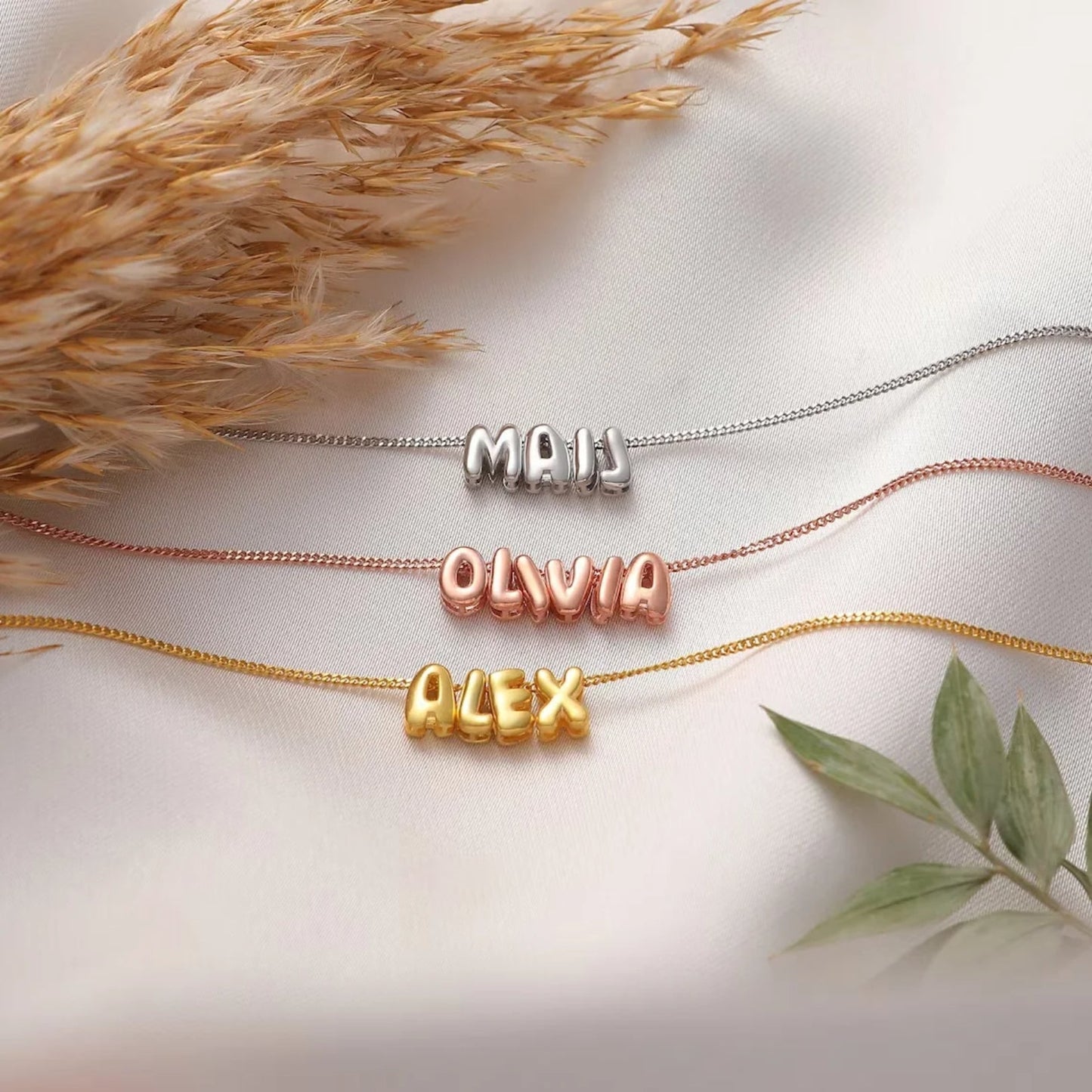 Custom Name in 3D Bubble Letters Necklace