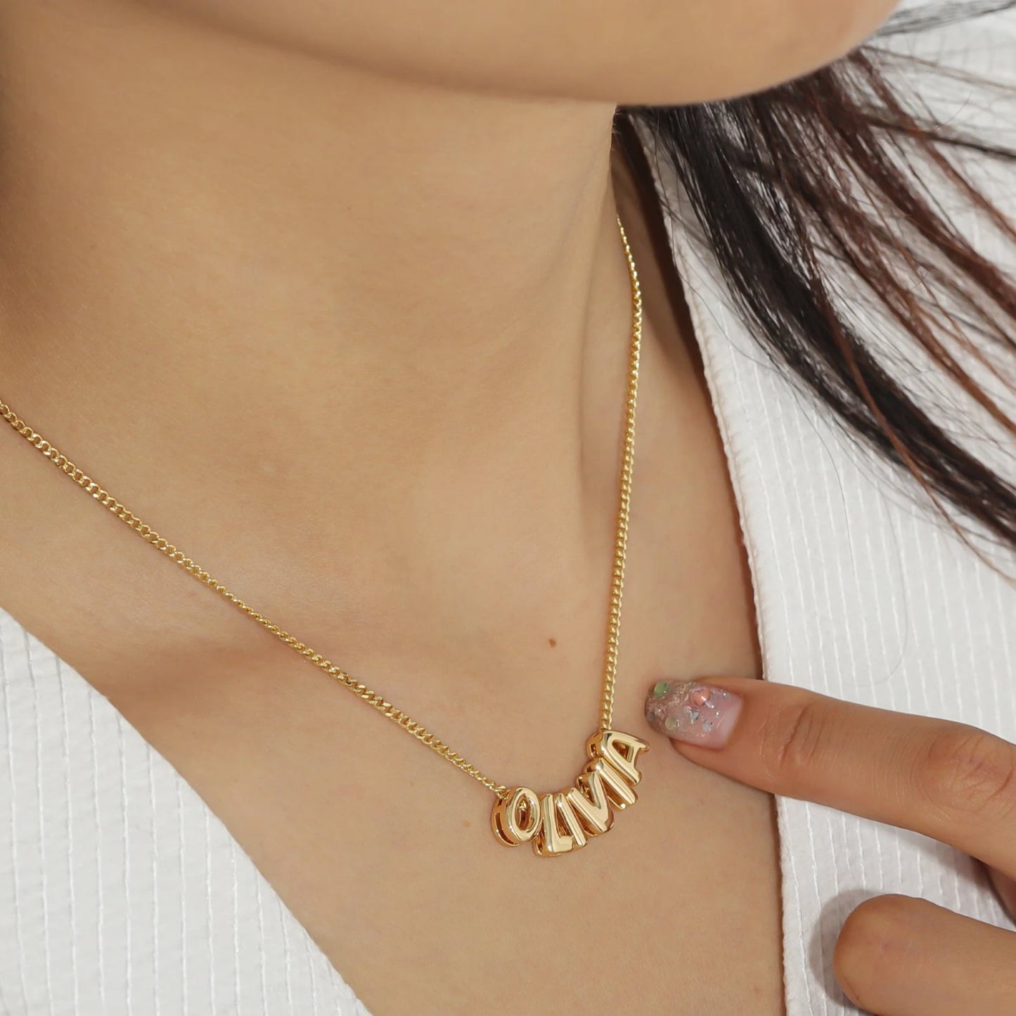 Custom Name in 3D Bubble Letters Necklace