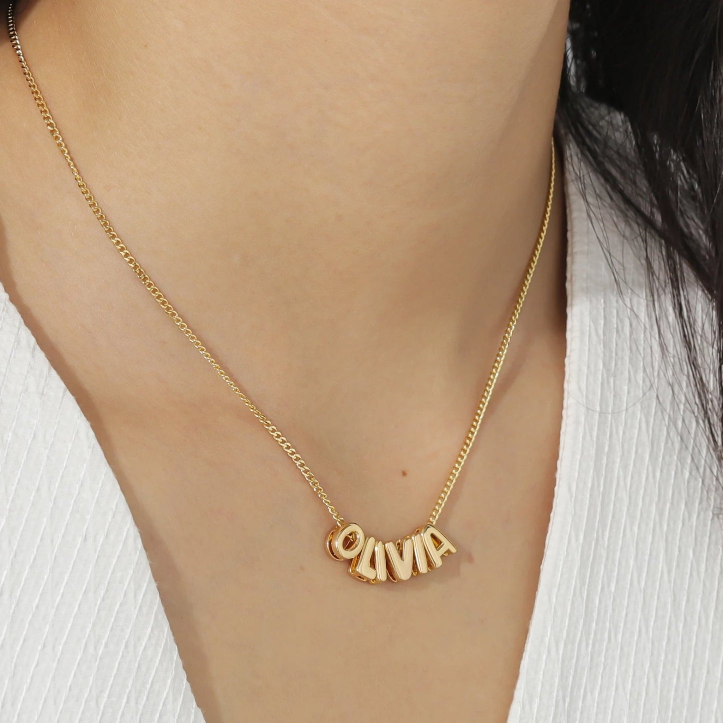 Custom Name in 3D Bubble Letters Necklace