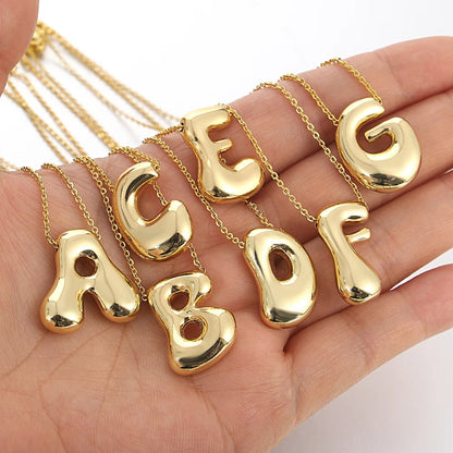 Custom Name Initials in Chunky Ballon Bubble Letter Necklace