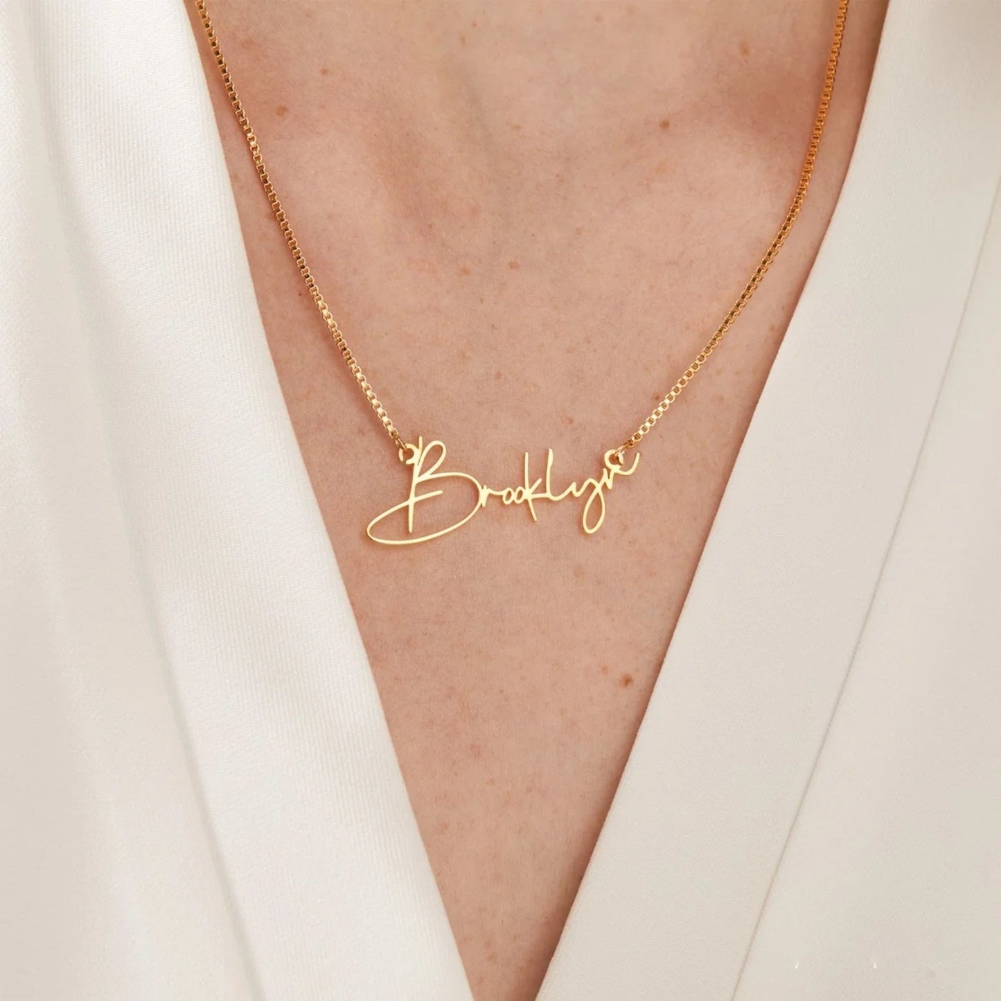 Custom Name in Unique Letters Box Chain Necklace