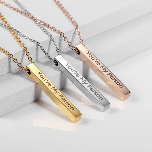 Custom Name Vertical Bar Necklace