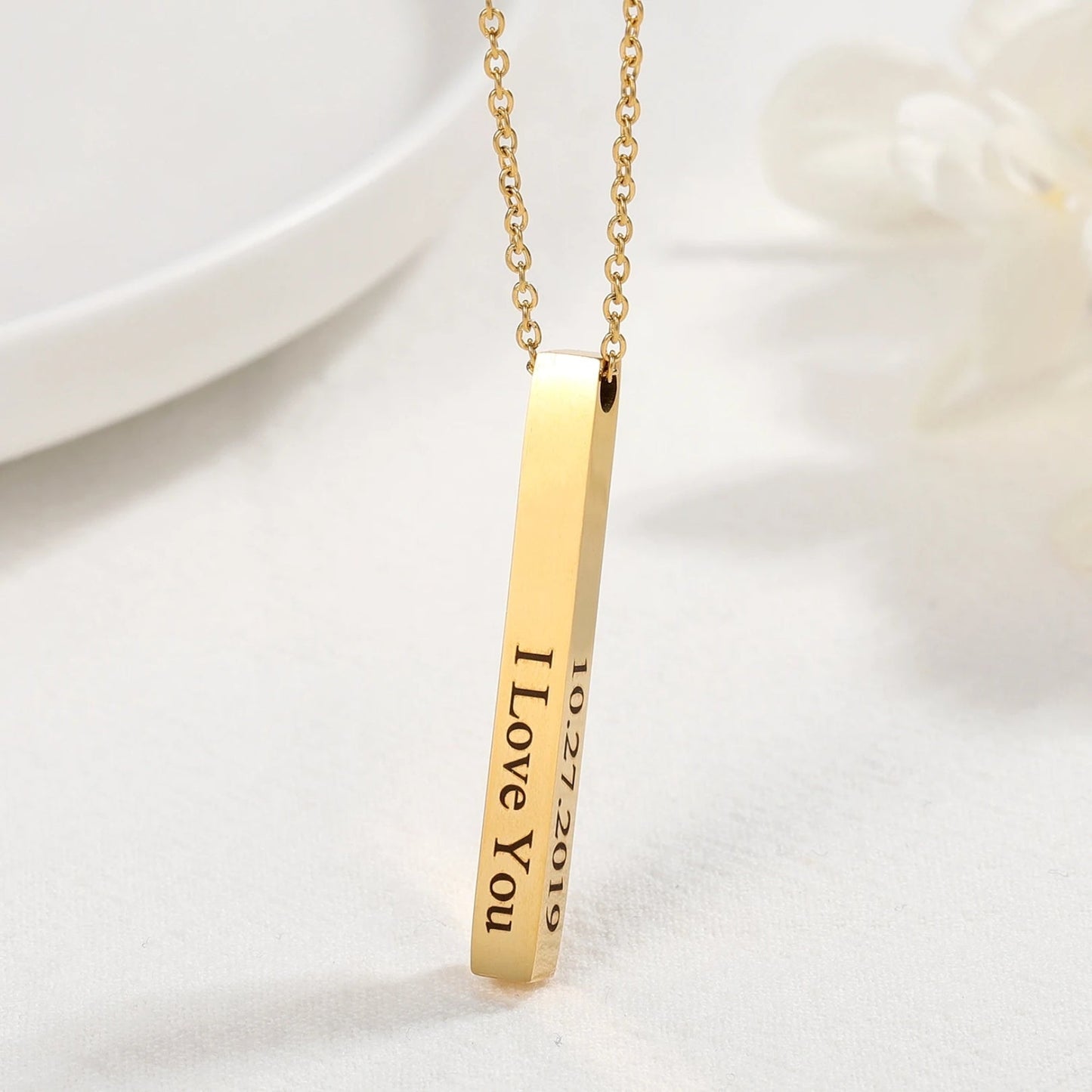 Custom Name Vertical Bar Necklace