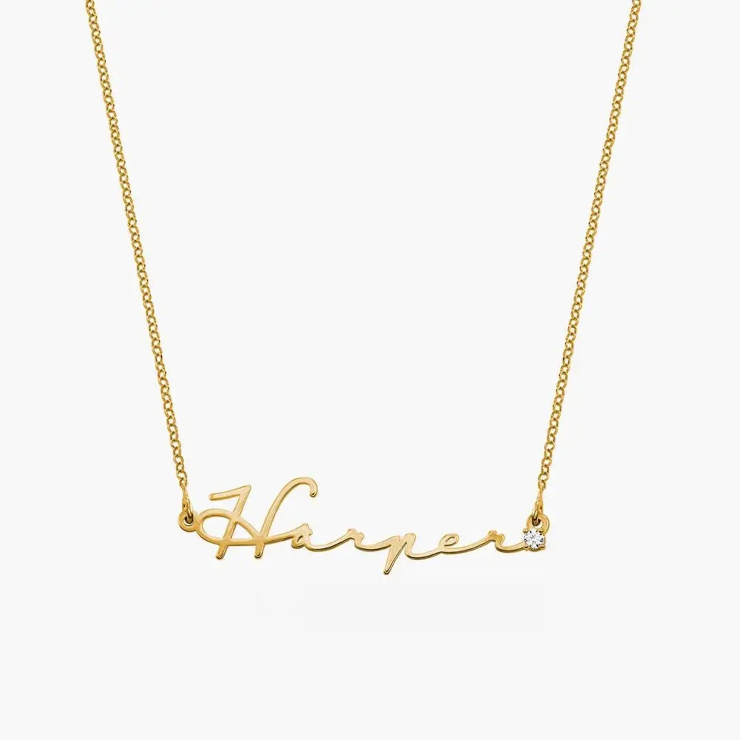 Custom Name with Diamond Tip Necklace