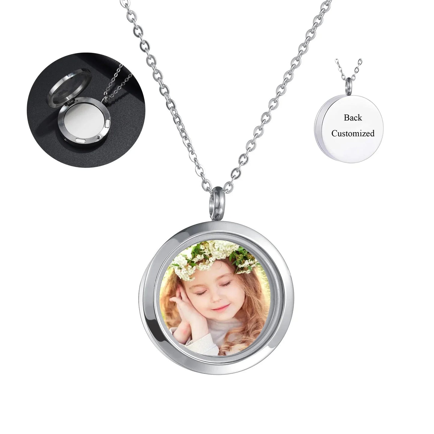 Custom Photo Engraved Memorial Ash Pendant