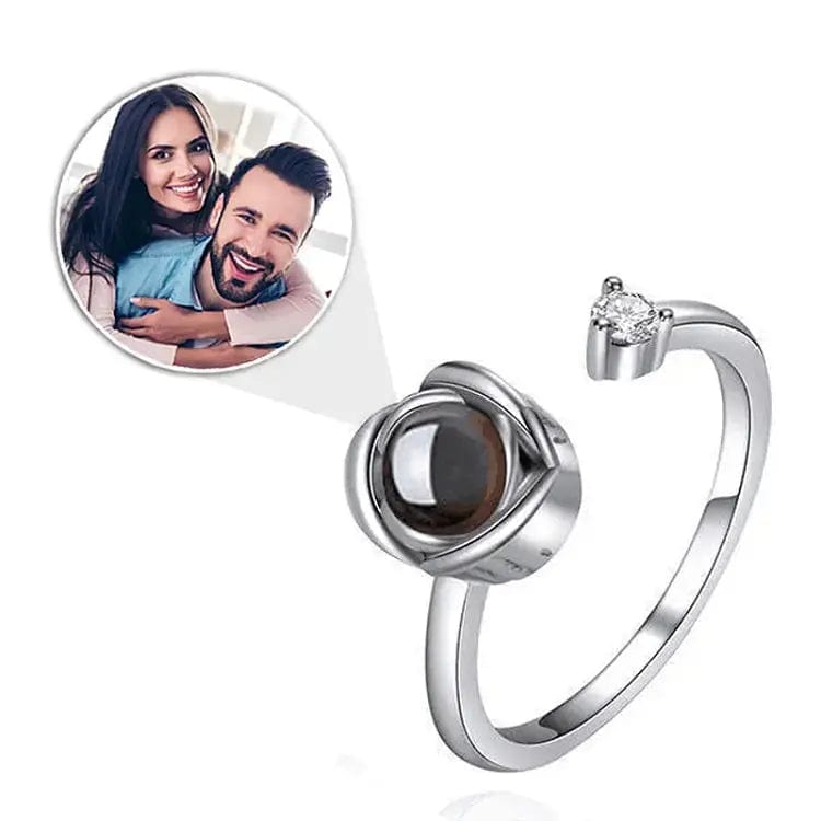 Custom Photo Projection Adjustable Flower Ring