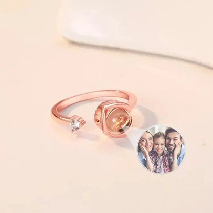 Custom Photo Projection Adjustable Flower Ring