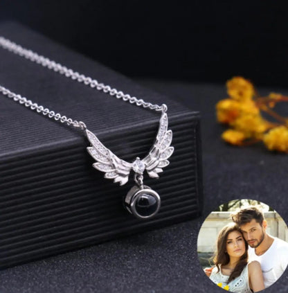 Custom Photo Projection Angel Wings Necklace