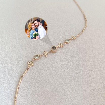 Custom Photo Projection Bracelet - Clover Sterling Silver