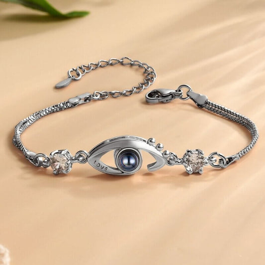 Bracelet with Photo Inside - Custom Photo Projection Bracelet - Eye Charm Photo Bracelet