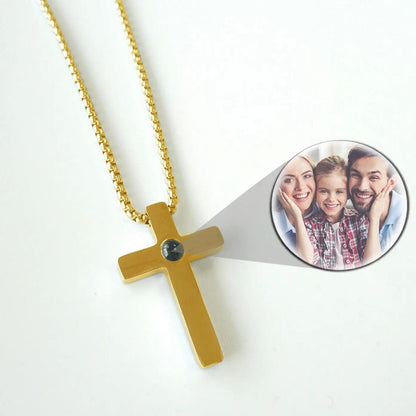 Custom Photo Projection Devine Cross Pendant Necklace