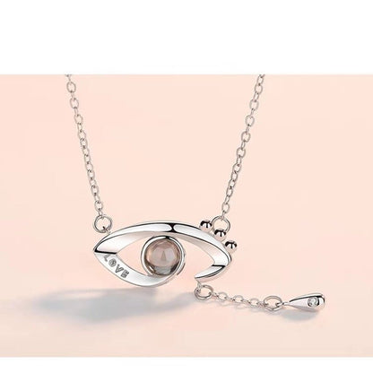 Custom Photo Projection Evil Eye Pendant Necklace