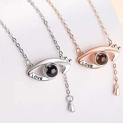 Custom Photo Projection Evil Eye Pendant Necklace