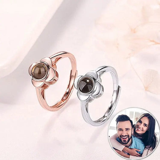 Custom Photo Projection Four Petals Flower Ring