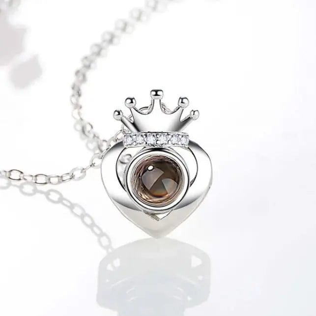 Custom Photo Projection Heart Crown Necklace