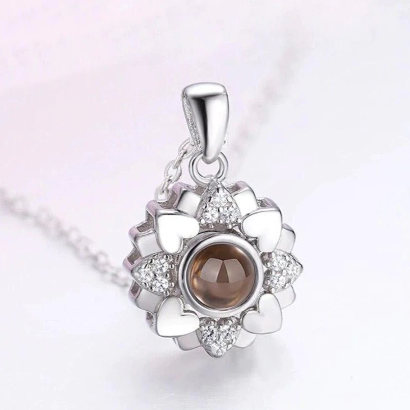 Custom Photo Projection Heart Flower Necklace