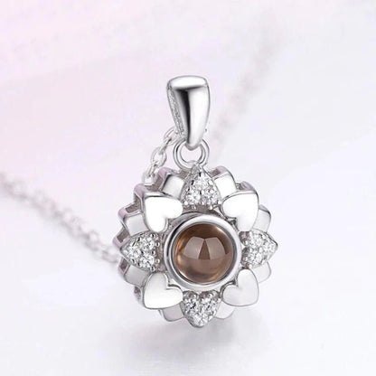 Custom Photo Projection Heart Flower Necklace