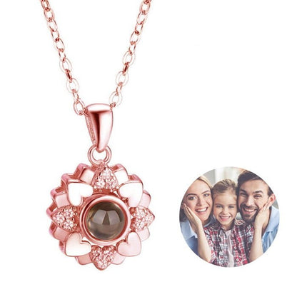 Custom Photo Projection Heart Flower Necklace