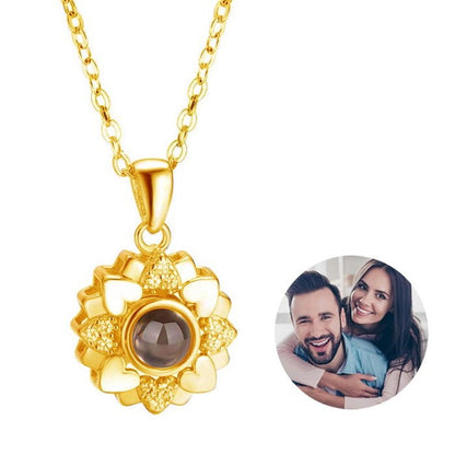 Custom Photo Projection Heart Flower Necklace