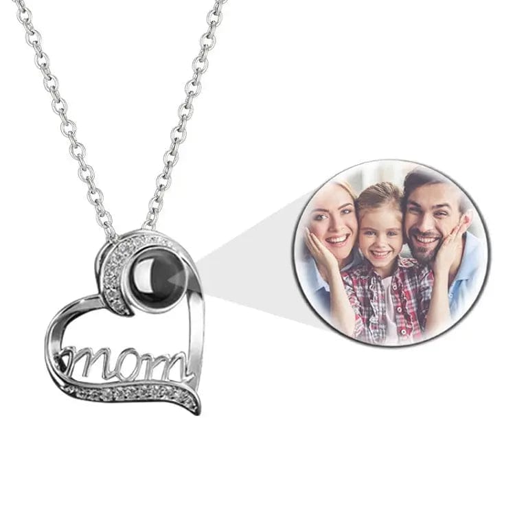 Custom Photo Projection Heart Mom Pendant Necklace