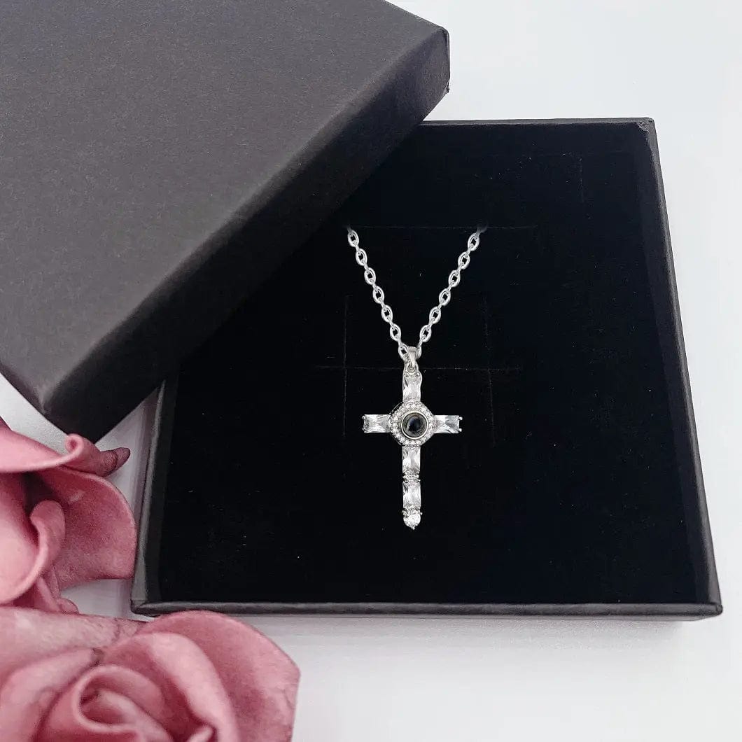 Custom Photo Projection Iced Cross Necklace