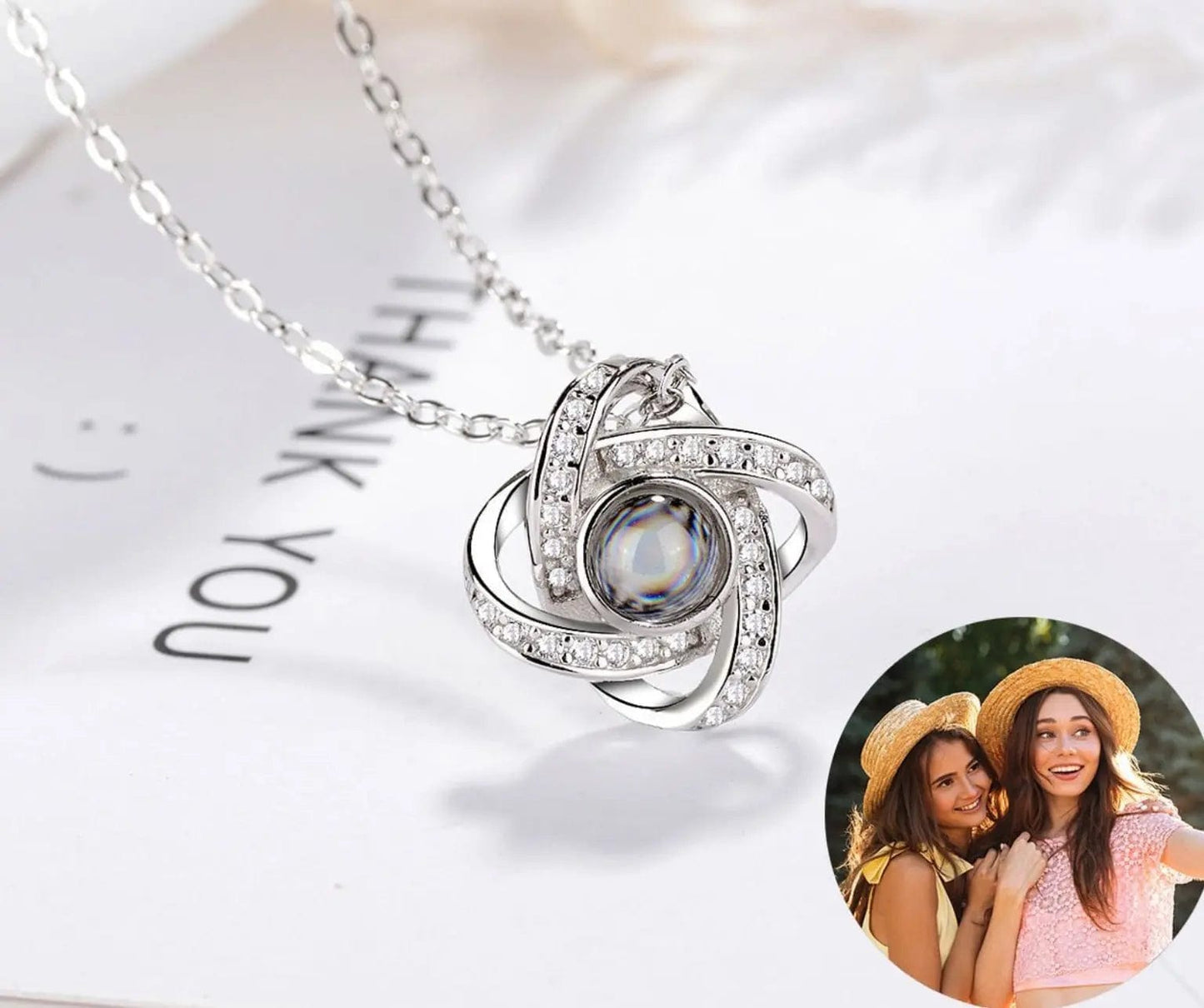 Custom Photo Projection Interlocked Pendant Necklace