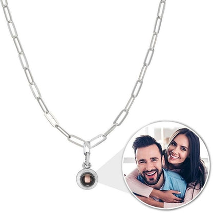 Custom Photo Projection Paperclip Link Chain Necklace