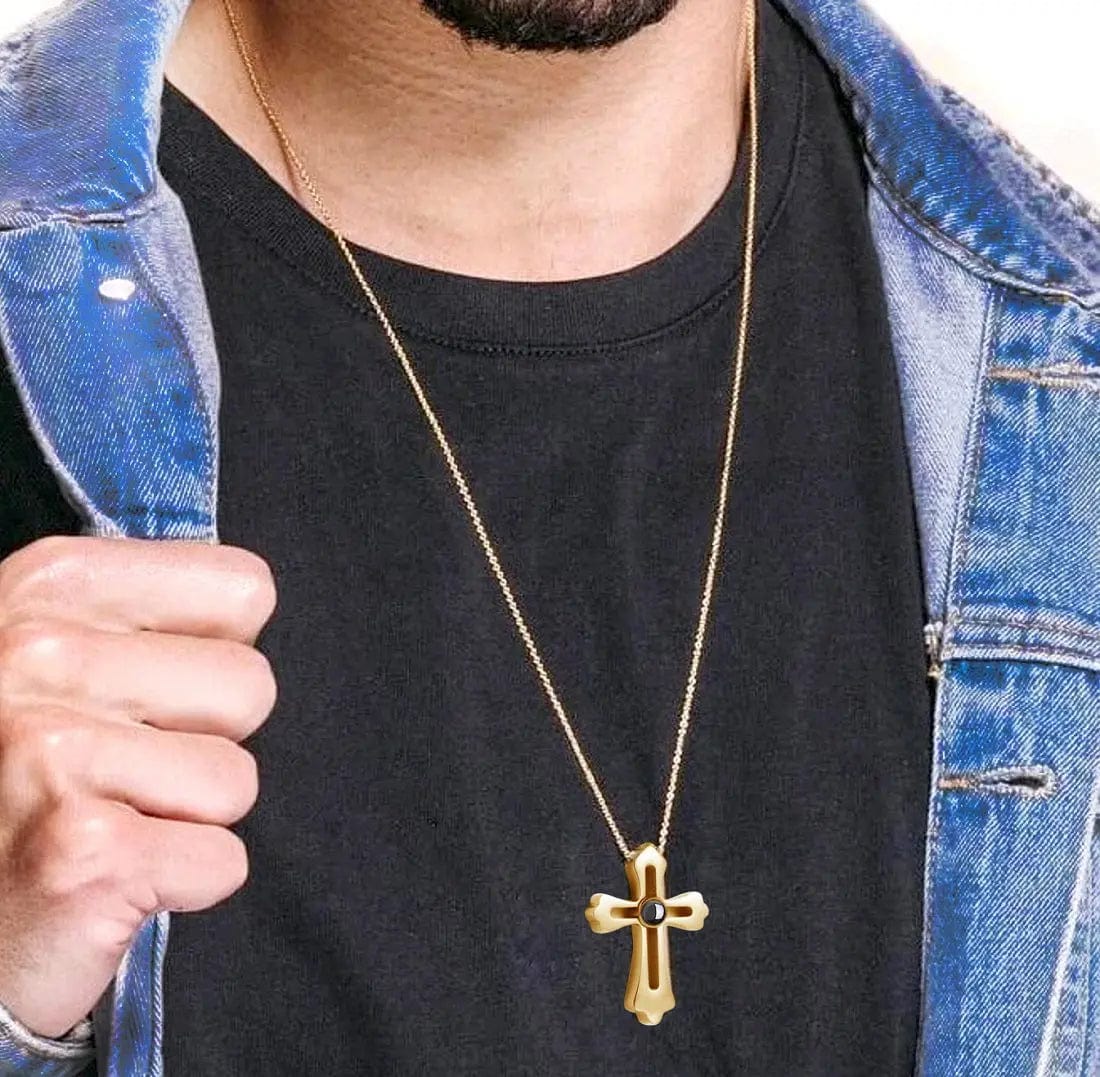 Custom Picture Necklace For Men | Photo Projection Cross