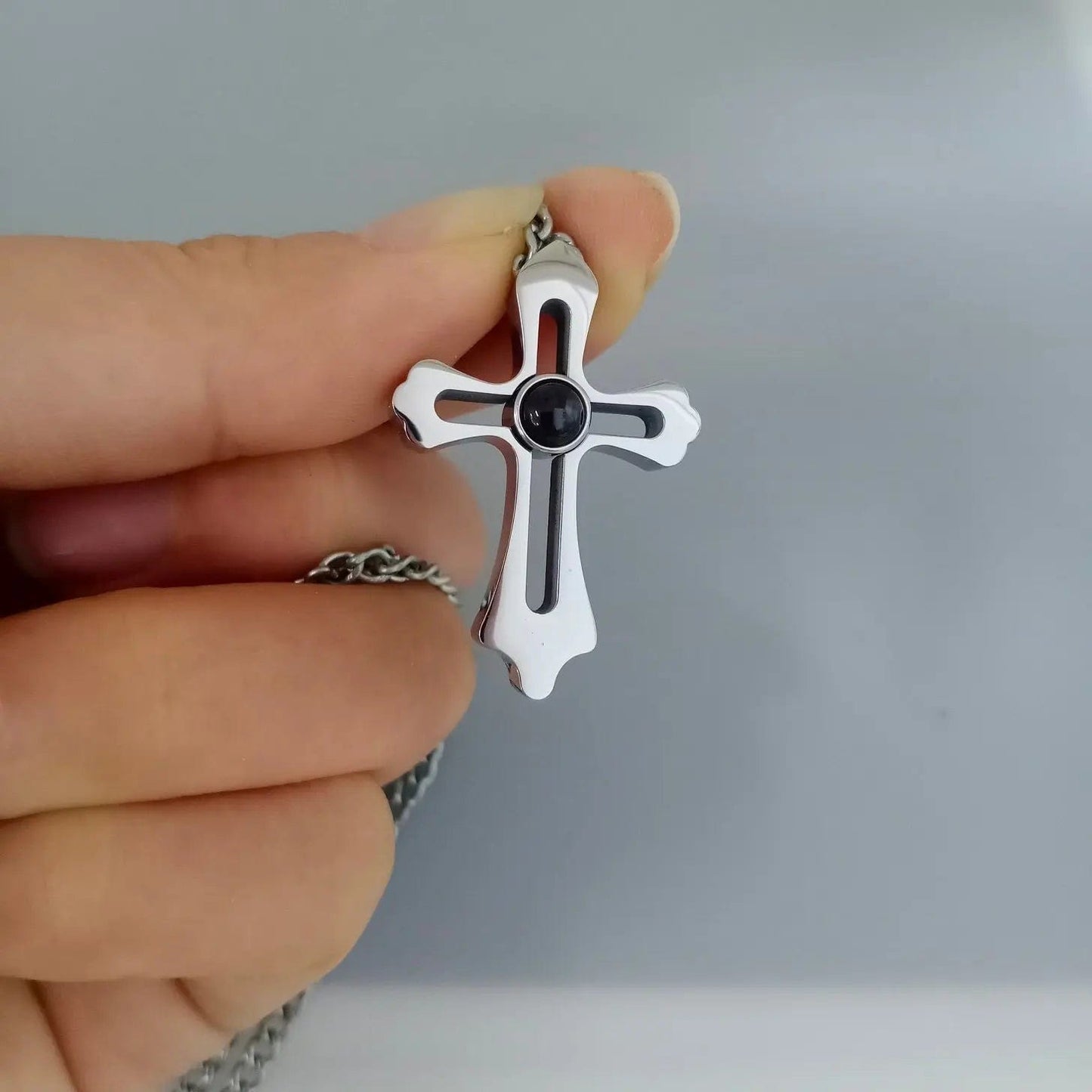 Custom Picture Necklace For Men | Photo Projection Cross