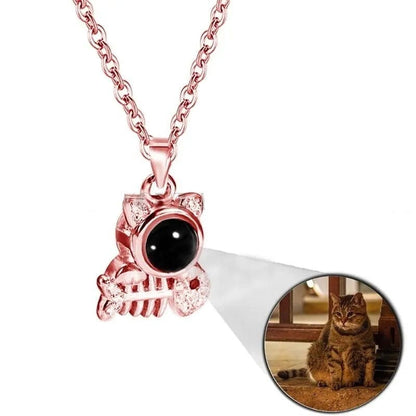 Custom Photo Projection Pet Fish-bone Shape Necklace