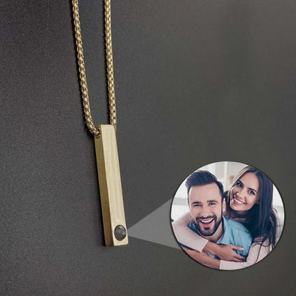 Custom Photo Projection Rectangular Bar Necklace