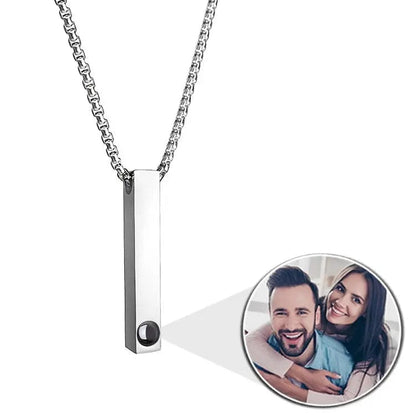 Custom Photo Projection Rectangular Bar Necklace