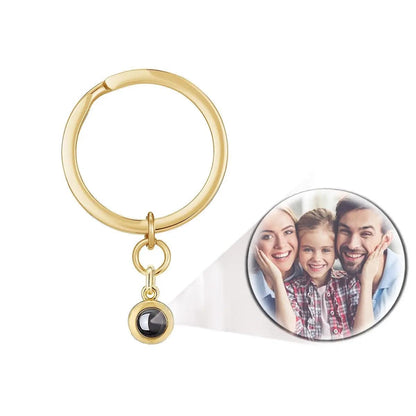 Custom Photo Projection Round Zircon Gem Necklace | Keychain